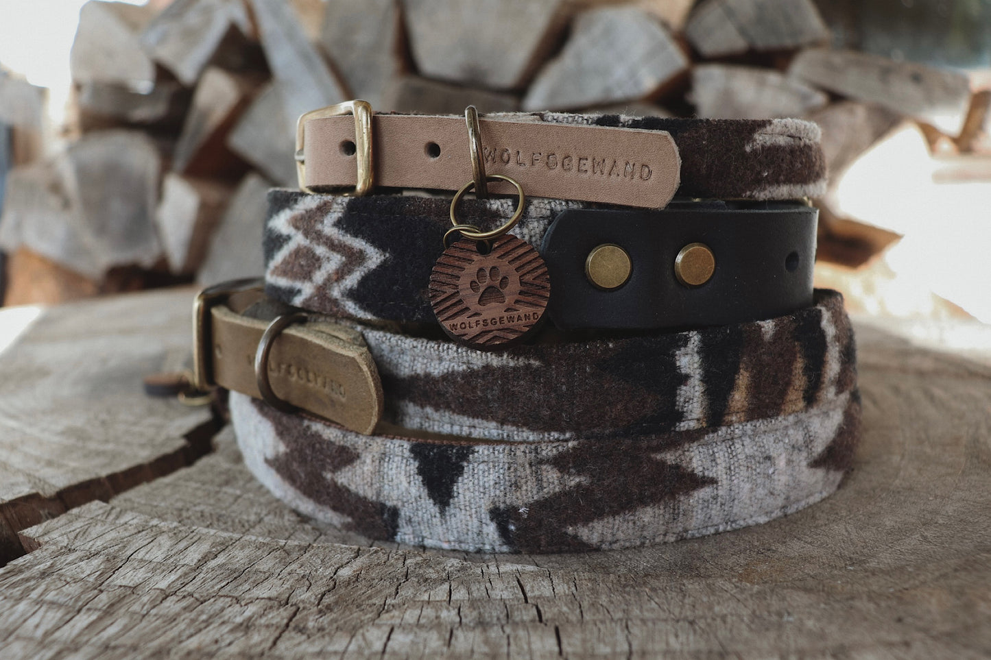 Halsband YMIR • Fettleder-Stoff-Kombi | verschiedene Varianten erhältlich