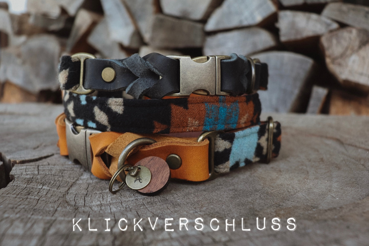 Halsband VALI • Fettleder-Stoff-Kombi | verschiedene Varianten erhältlich