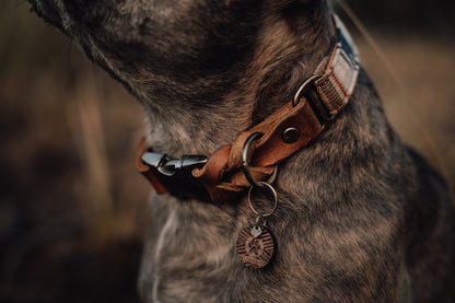 GERI collar in an ethnic look made of greased leather and fabric combination - available in different designs