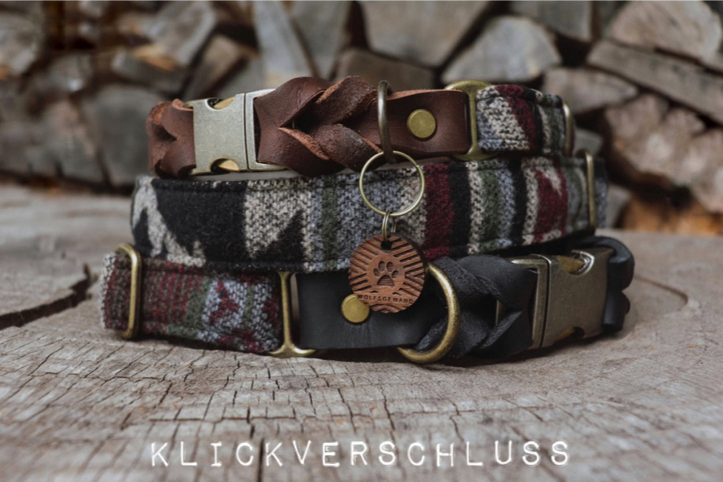 TYR collar in an ethnic look made of greased leather and fabric combination - available in different designs
