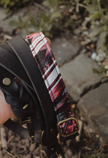 HEL collar in an ethnic look made of greased leather and fabric combination - available in different designs