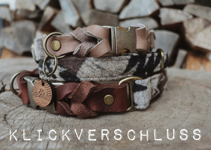 Halsband YMIR • Fettleder-Stoff-Kombi | verschiedene Varianten erhältlich