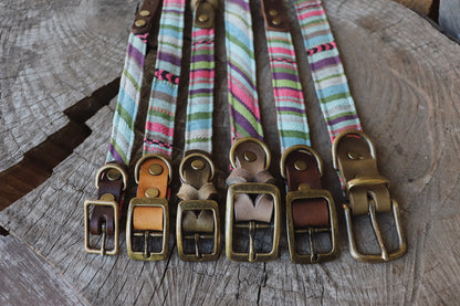 TYR collar in an ethnic look made of greased leather and fabric combination - available in different designs