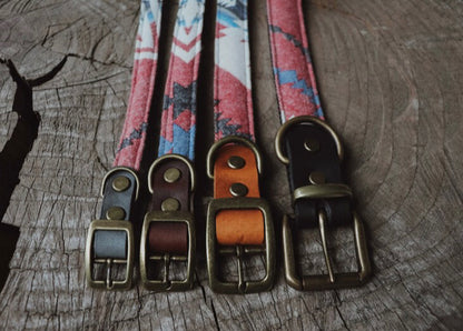 Halsband SAGA • Fettleder-Stoff-Kombi | verschiedene Varianten erhältlich