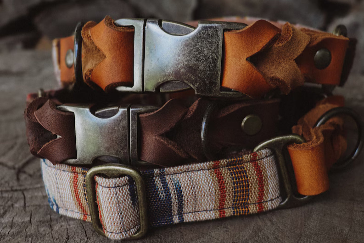 GERI collar in an ethnic look made of greased leather and fabric combination - available in different designs