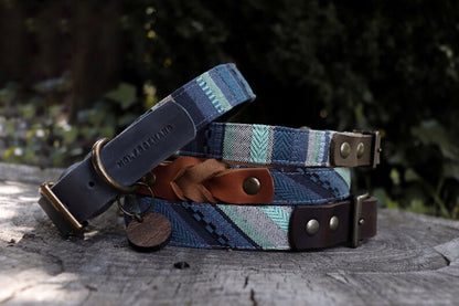 FREY collar in an ethnic look made of greased leather and fabric combination - available in different designs