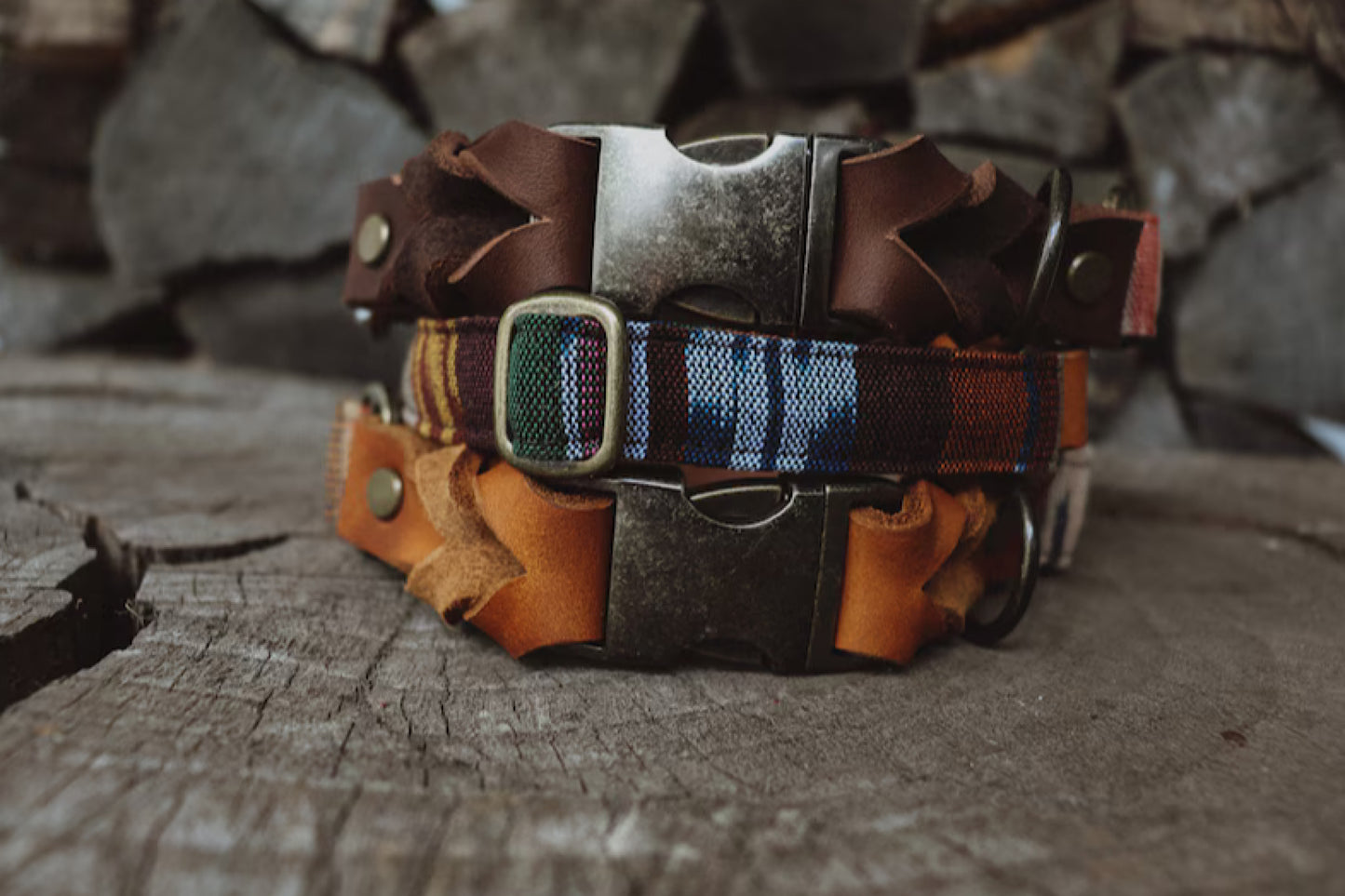 Halsband FREKI • Fettleder-Stoff-Kombi | verschiedene Varianten erhältlich