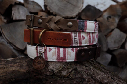 SINDRI collar in an ethnic look made of greased leather and fabric combination - available in different versions