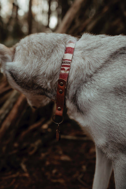 SINDRI collar in an ethnic look made of greased leather and fabric combination - available in different versions