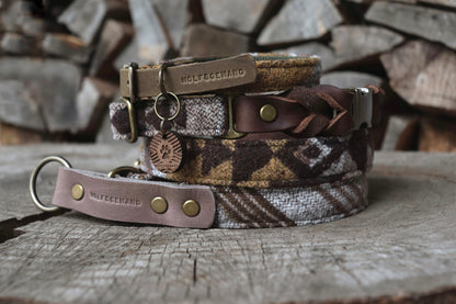 TYR collar in an ethnic look made of greased leather and fabric combination - available in different designs