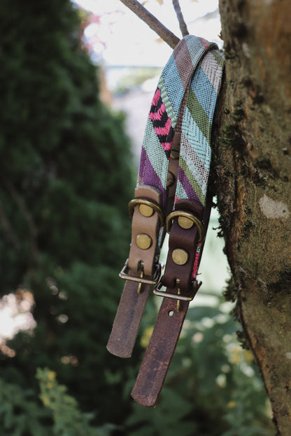 TYR collar in an ethnic look made of greased leather and fabric combination - available in different designs