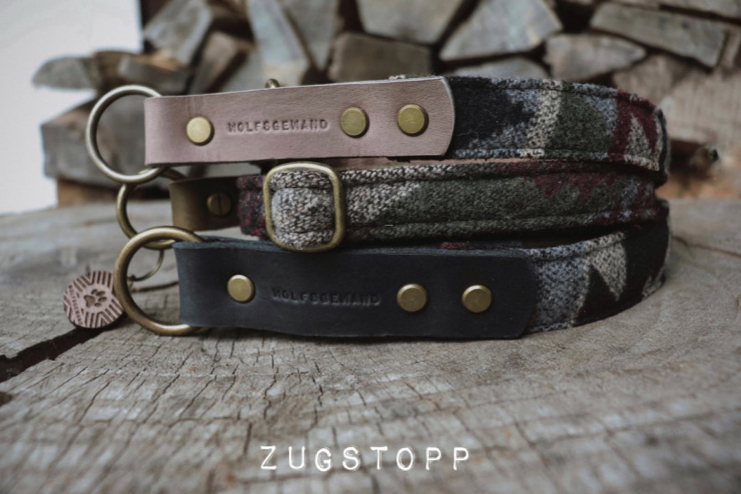 TYR collar in an ethnic look made of greased leather and fabric combination - available in different designs