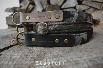 TYR collar in an ethnic look made of greased leather and fabric combination - available in different designs