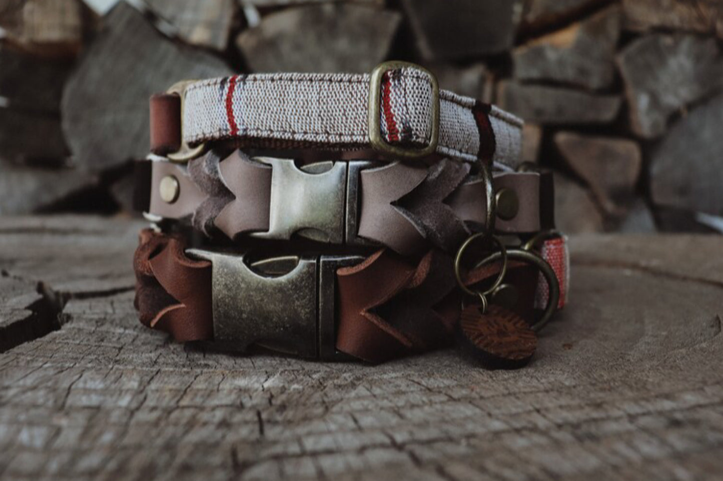 EDDA collar in an ethnic look made of greased leather and fabric combination - available in different designs