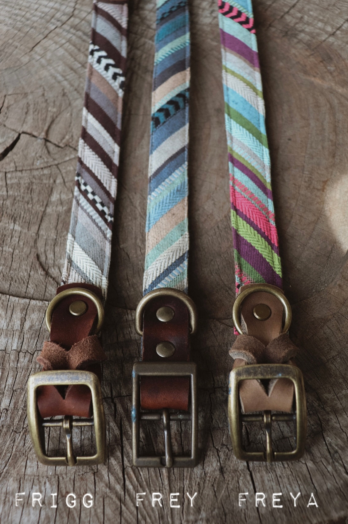 TYR collar in an ethnic look made of greased leather and fabric combination - available in different designs