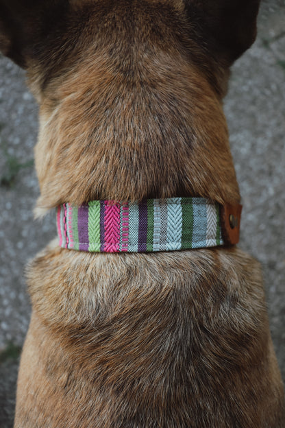 TYR collar in an ethnic look made of greased leather and fabric combination - available in different designs