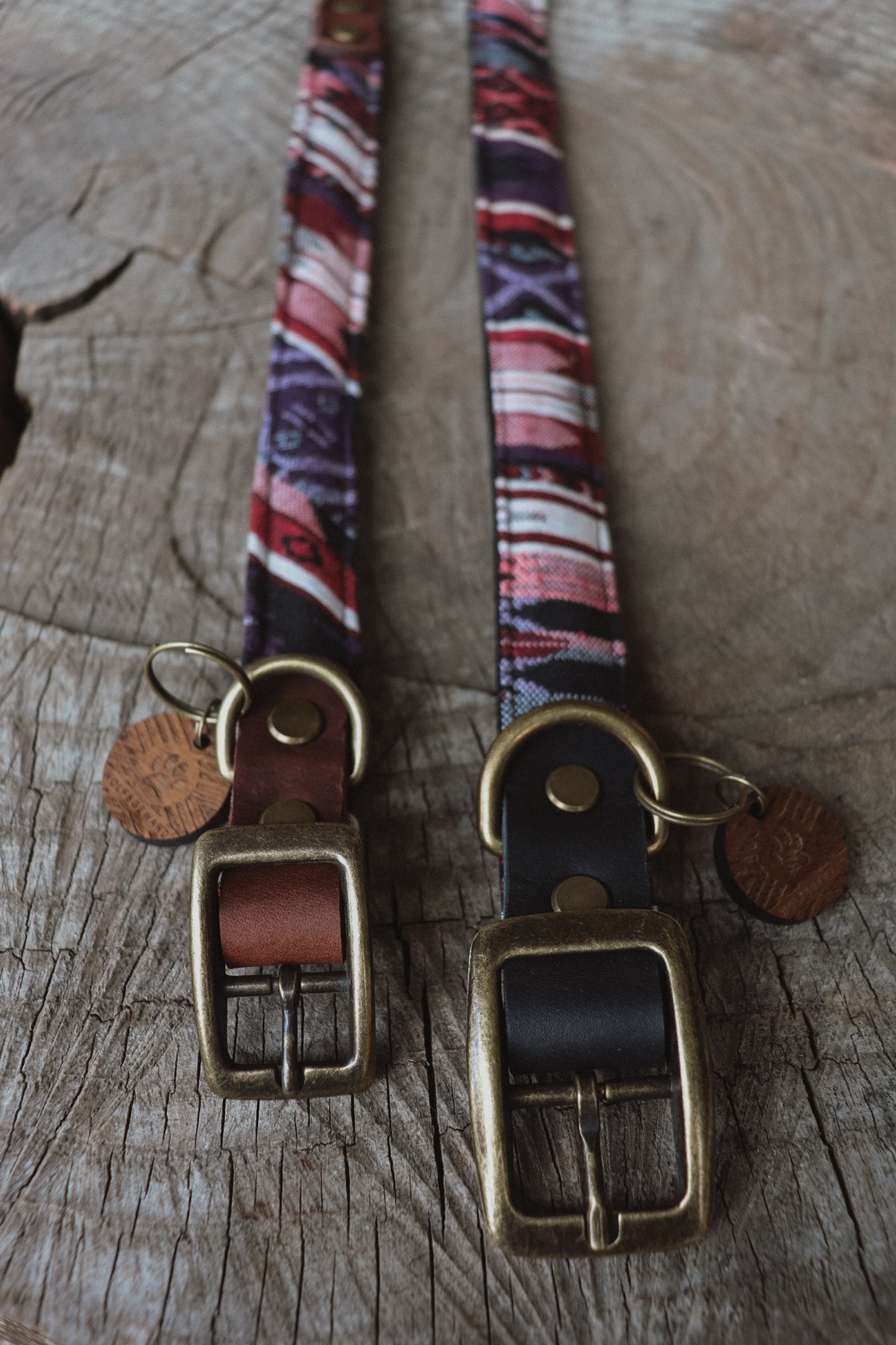 HEL collar in an ethnic look made of greased leather and fabric combination - available in different designs