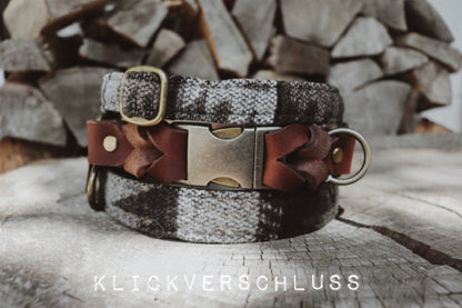 TYR collar in an ethnic look made of greased leather and fabric combination - available in different designs