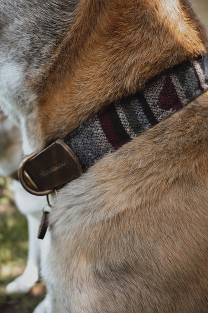 TYR collar in an ethnic look made of greased leather and fabric combination - available in different designs