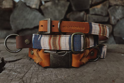 GERI collar in an ethnic look made of greased leather and fabric combination - available in different designs
