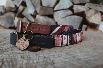 HEL collar in an ethnic look made of greased leather and fabric combination - available in different designs