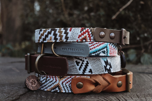 Halsband BRAGI • Fettleder-Stoff-Kombi | verschiedene Varianten erhältlich