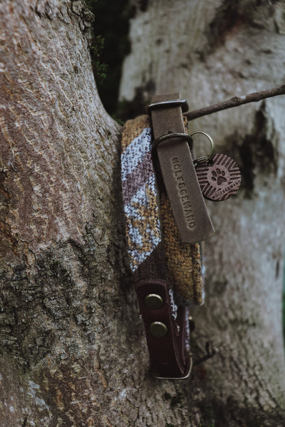 TYR collar in an ethnic look made of greased leather and fabric combination - available in different designs
