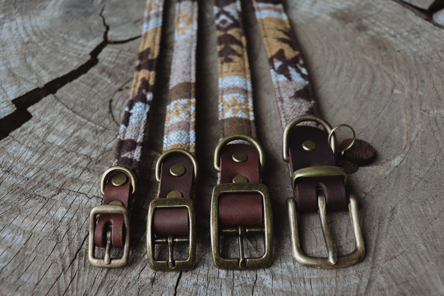 TYR collar in an ethnic look made of greased leather and fabric combination - available in different designs