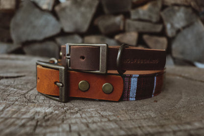 Halsband FREKI • Fettleder-Stoff-Kombi | verschiedene Varianten erhältlich