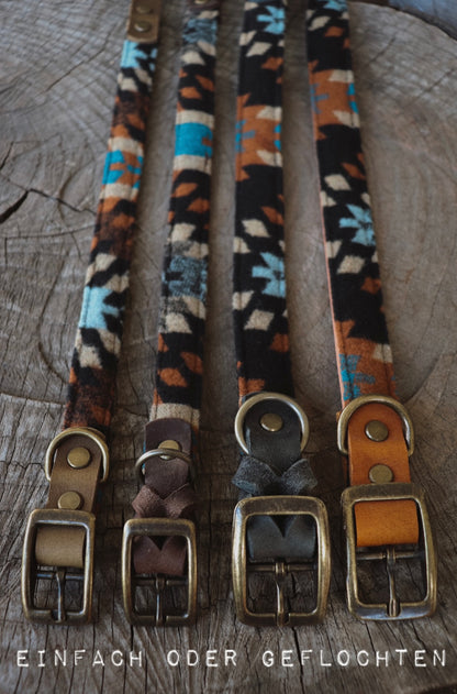 Halsband VALI • Fettleder-Stoff-Kombi | verschiedene Varianten erhältlich