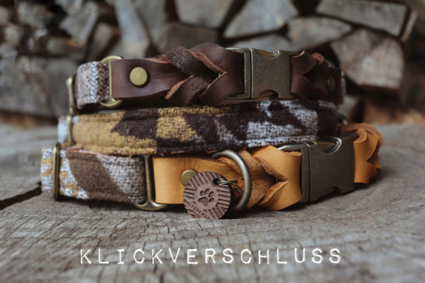 TYR collar in an ethnic look made of greased leather and fabric combination - available in different designs