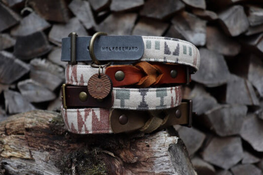 Halsband EMBLA • Fettleder-Stoff-Kombi | verschiedene Varianten erhältlich