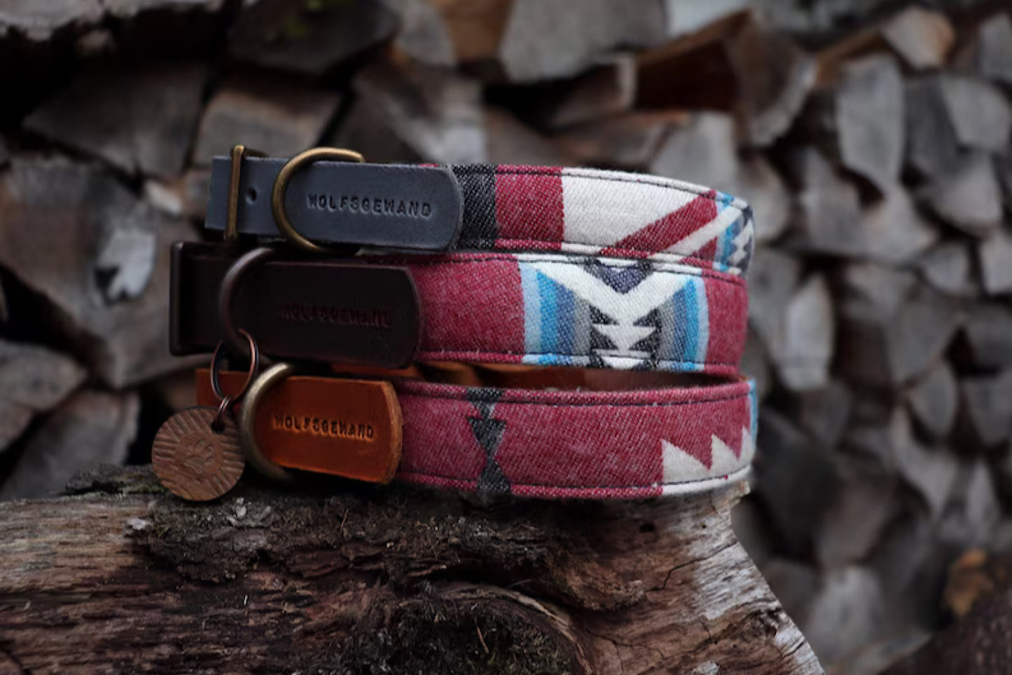 Halsband SAGA • Fettleder-Stoff-Kombi | verschiedene Varianten erhältlich