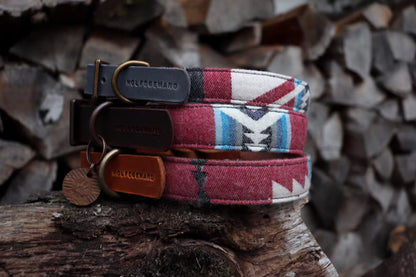 Halsband SAGA • Fettleder-Stoff-Kombi | verschiedene Varianten erhältlich