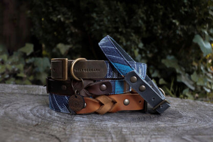 THOR collar in an ethnic look made of greased leather and fabric combination - available in different versions