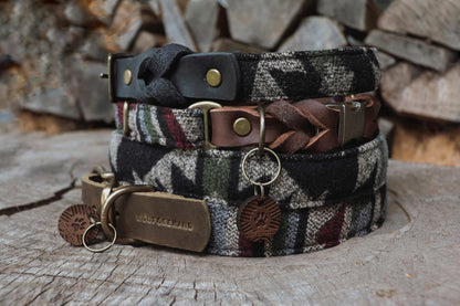 TYR collar in an ethnic look made of greased leather and fabric combination - available in different designs