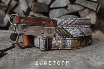 TYR collar in an ethnic look made of greased leather and fabric combination - available in different designs