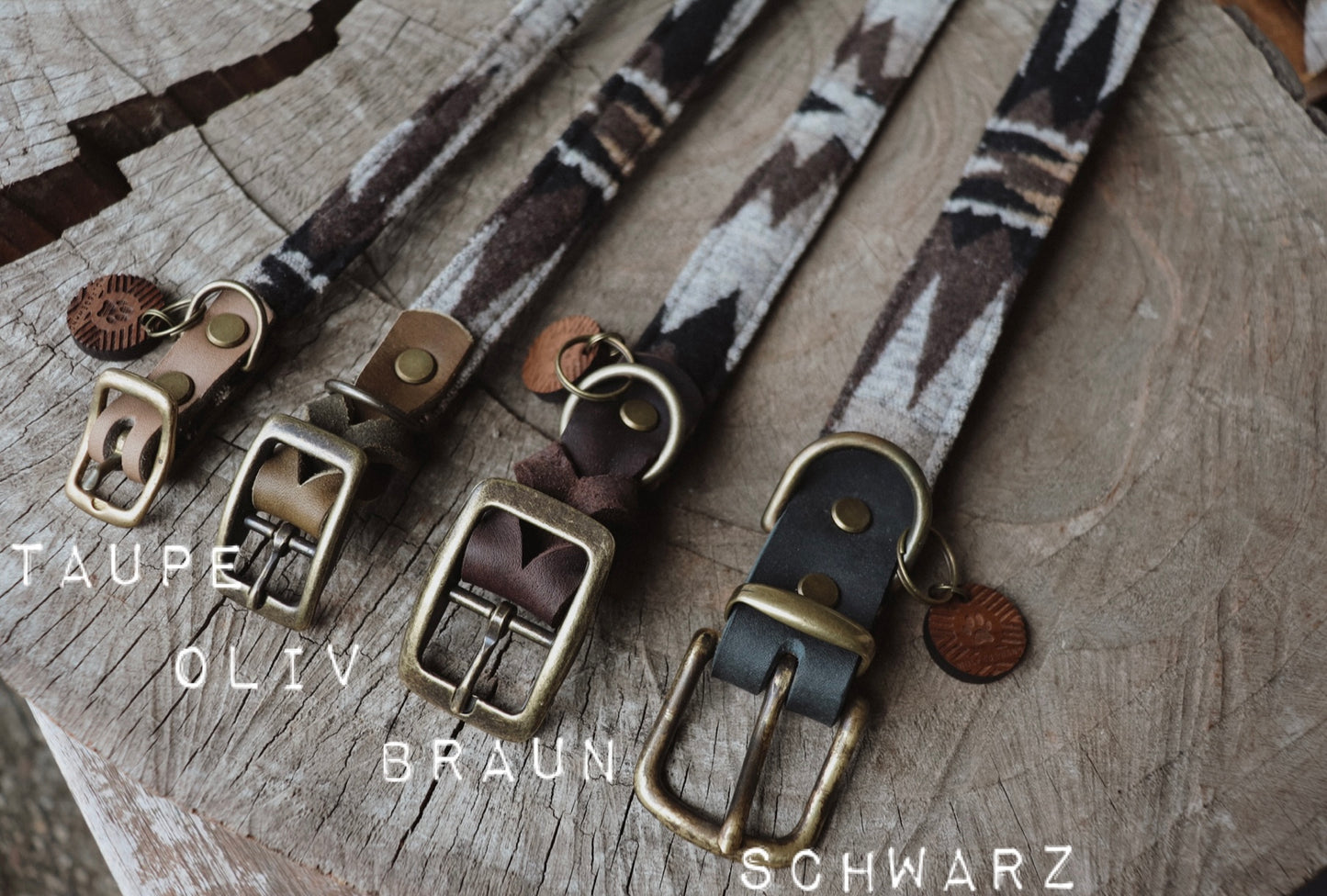 Halsband YMIR • Fettleder-Stoff-Kombi | verschiedene Varianten erhältlich