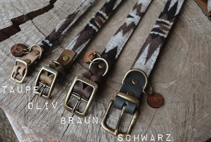 Halsband YMIR • Fettleder-Stoff-Kombi | verschiedene Varianten erhältlich