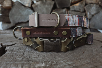 SIF collar in an ethnic look made of greased leather and fabric combination - available in different designs