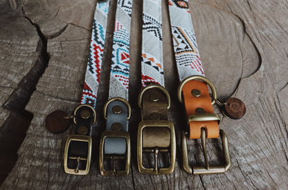 Halsband BRAGI • Fettleder-Stoff-Kombi | verschiedene Varianten erhältlich