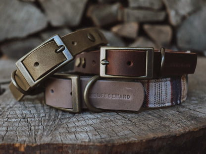 SIF collar in an ethnic look made of greased leather and fabric combination - available in different designs
