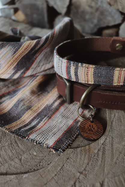 SIF collar in an ethnic look made of greased leather and fabric combination - available in different designs