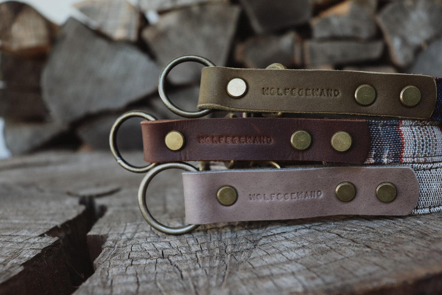 SIF collar in an ethnic look made of greased leather and fabric combination - available in different designs