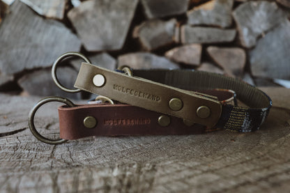 ODIN collar in an ethnic look made of greased leather and fabric combination - available in different designs