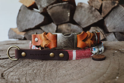 Halsband SAGA • Fettleder-Stoff-Kombi | verschiedene Varianten erhältlich