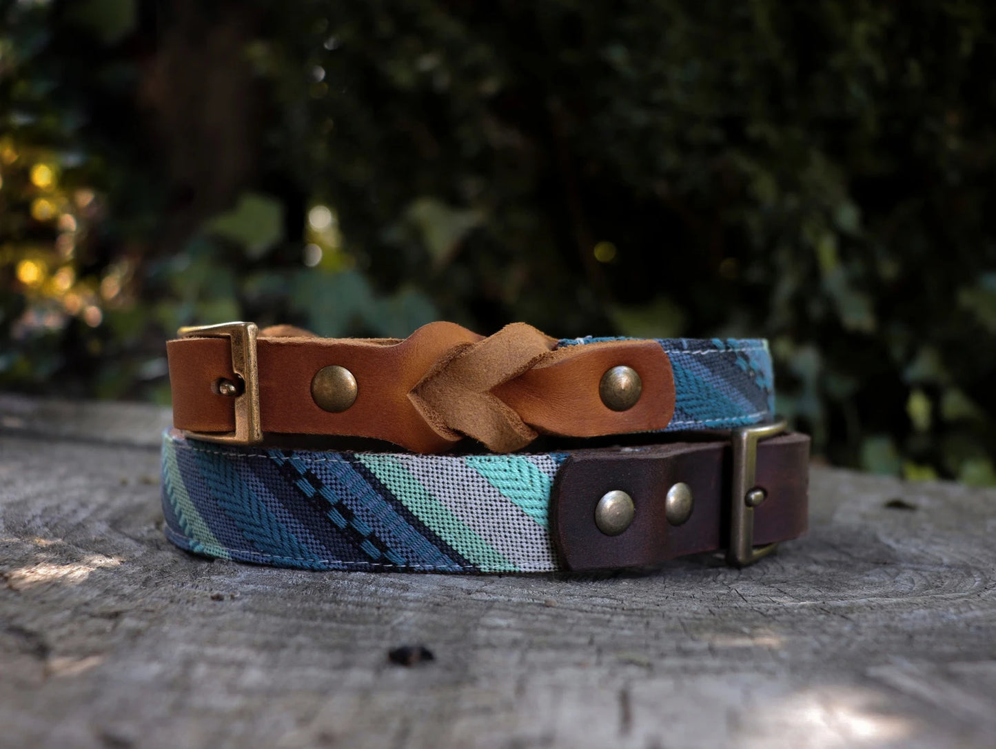 FREY collar in an ethnic look made of greased leather and fabric combination - available in different designs