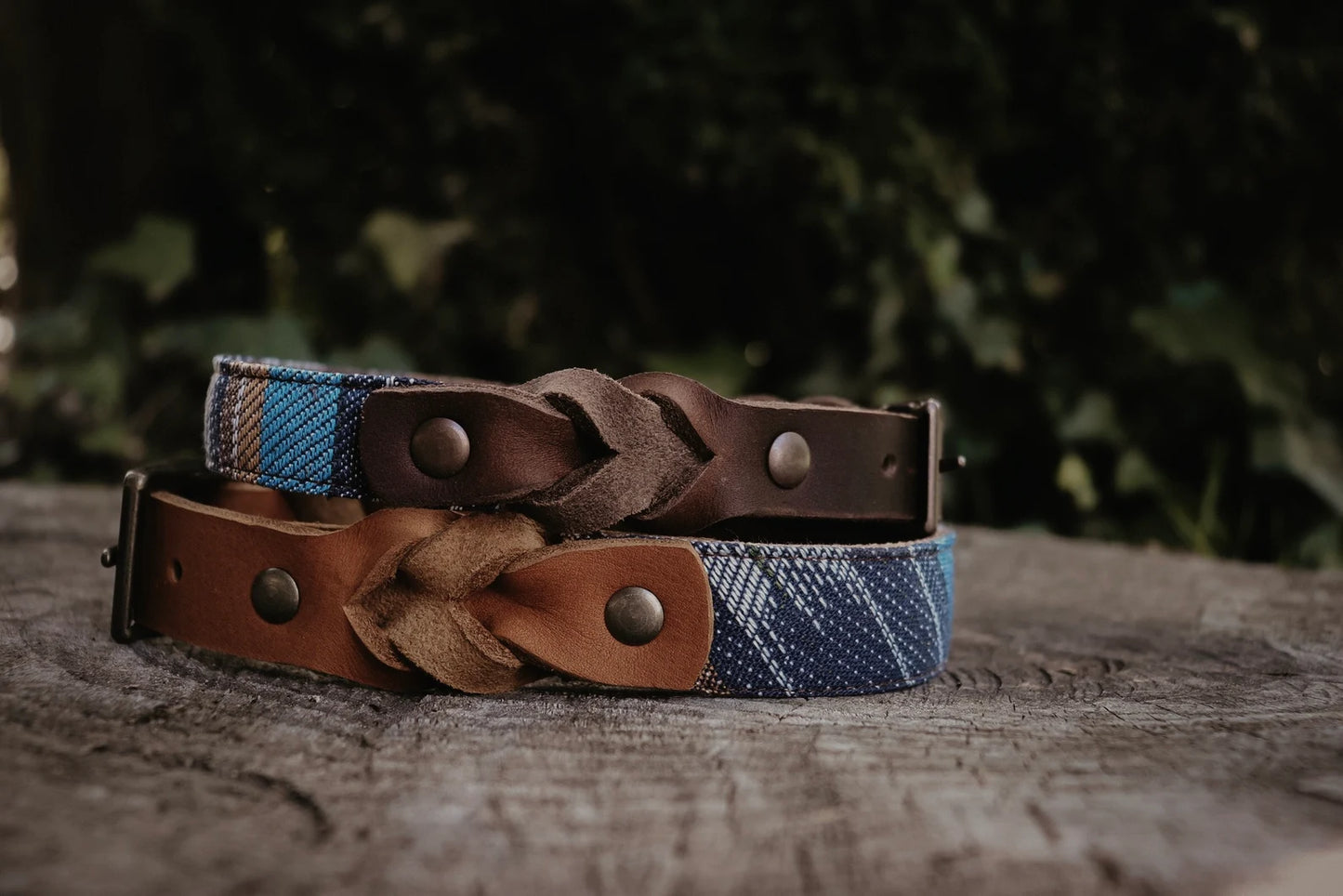 THOR collar in an ethnic look made of greased leather and fabric combination - available in different versions