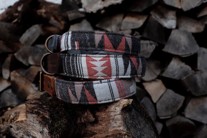 BROKK collar in an ethnic look made of greased leather and fabric combination - available in different designs