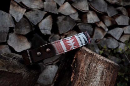 BROKK collar in an ethnic look made of greased leather and fabric combination - available in different designs